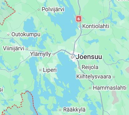 Kartta palvelualueesta