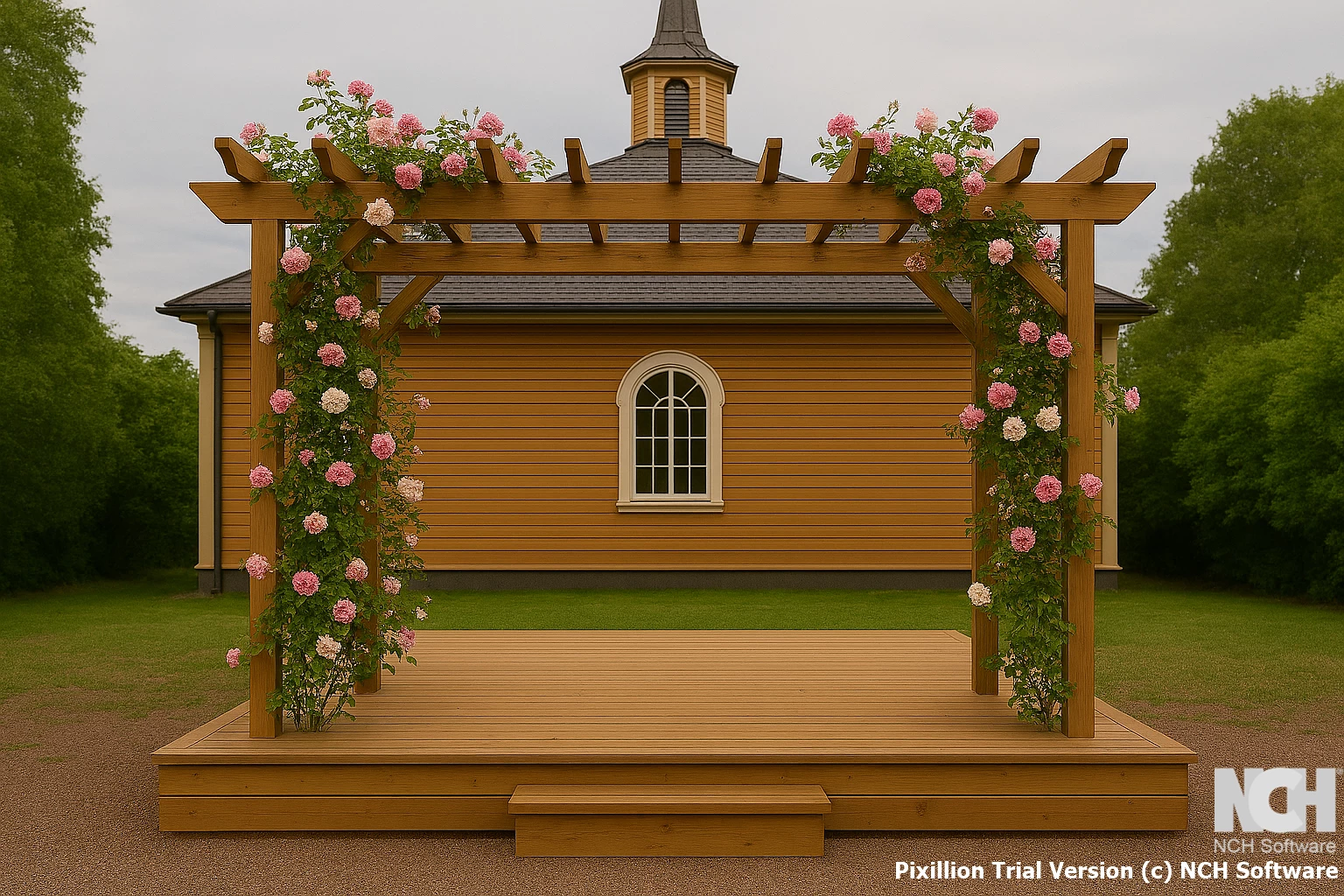 Pergola kirkon pihalla